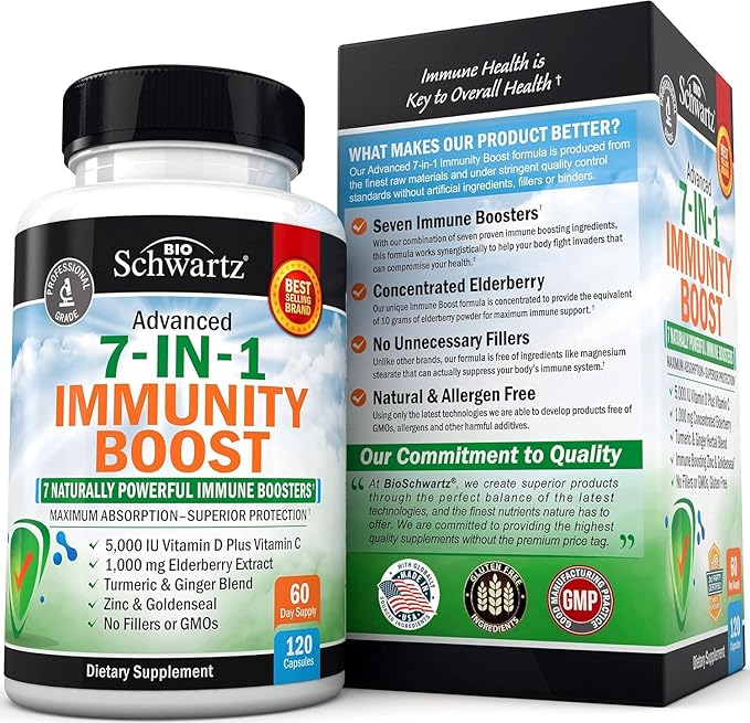 Immune Support Supplement with Zinc Vitamin C Vitamin D 5000 IU Elderberry Ginger D3 Goldenseal - Dr Approved Immunity Vitamins for Adults Women and Men - Natural Immune System Booster Defense -120ct