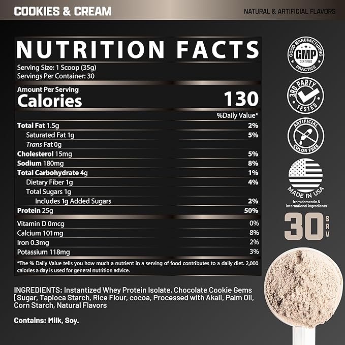 Nutrex Research IsoFit Whey Protein Powder Instantized 100% Whey Protein Isolate (30 Servings (Pack of 1), Cookies & Cream)
