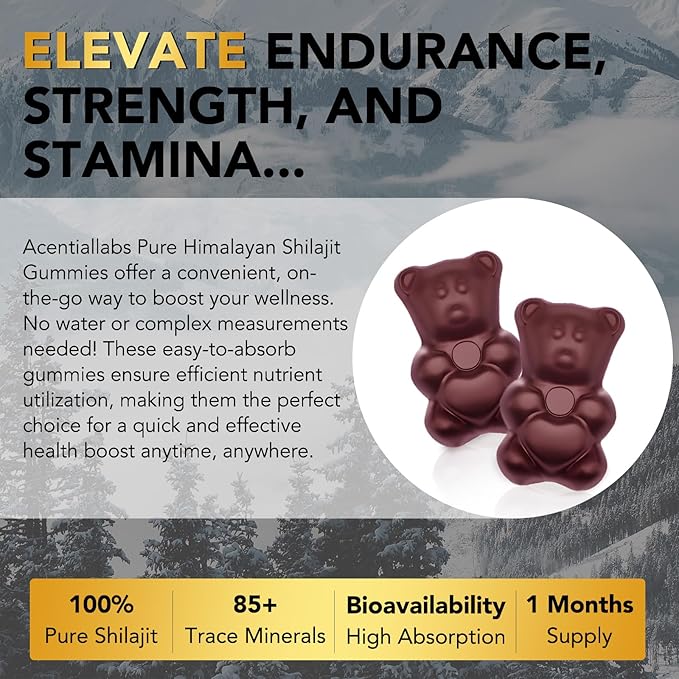 Shilajit Gummies, Pure Shilajit Himalayan, Rich in 85 Micronutrients, Himalayan Shilajit Gummies Shilajit for Men, Suitable for Men and Women, No Added Sugar Non-GMO, 100% Natural Organic, 60 Gummies