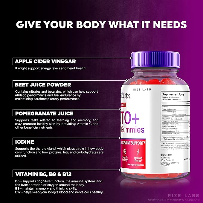 - Metabolix Labs Keto Plus ACV Gummies - Weight Management Support Apple Cider Vinegar Supplement (60 Gummies)