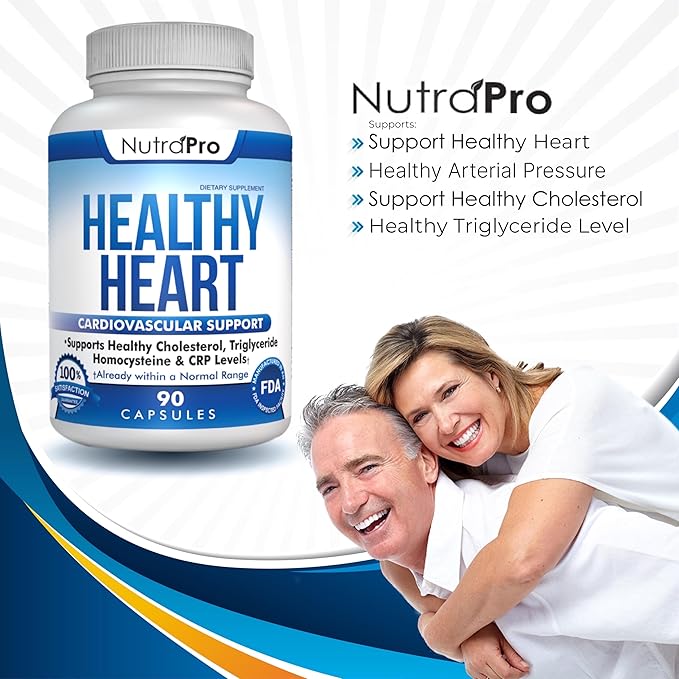 NutraPro Healthy Heart - Heart Health Supplements. Artery Cleanse & Protect. Supports Healthy Cholesterol and Triglyceride. GMP Certified