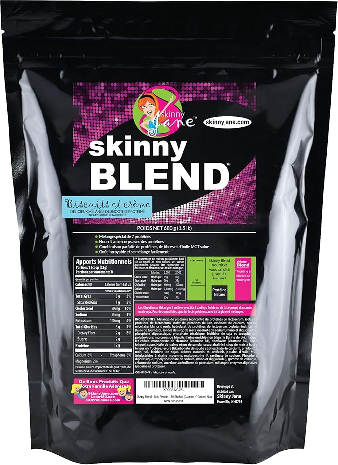 Best Tasting Protein Shake for Women - Lose Weight Slim Down Fast - Weight Loss Supplement - Decrease Appetite - Increase Energy - 30 Shakes per Bag (Cookies 'n' Cream) - Skinny Blend