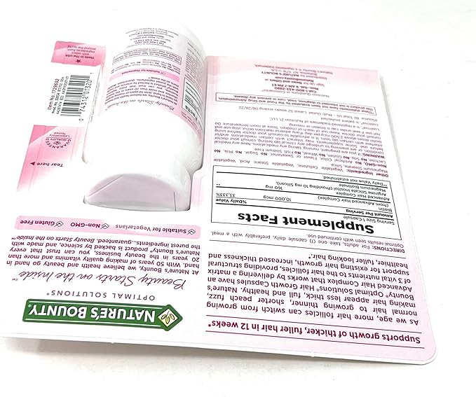 Nature's Bounty Hair Growth Supplement, 1 Per Day, Clinically Shown to Support Thicker, Fuller Hair, with Biotin, Silicon & Arginine, 90 Capsules