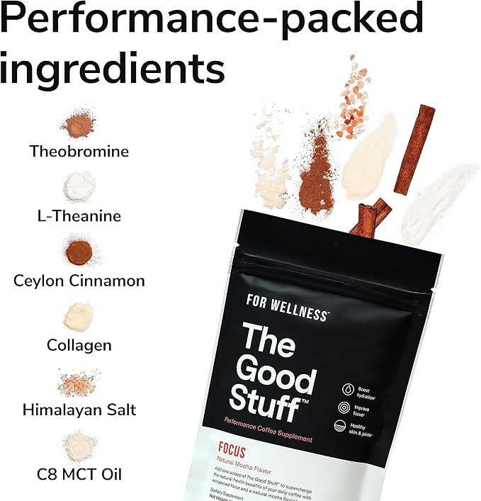 For Wellness The Good Stuff™ Focus Blend (30 Servings Pouch), Non-Dairy Coffee Supplement – Stimulates Cognitive Function & Mental Clarity