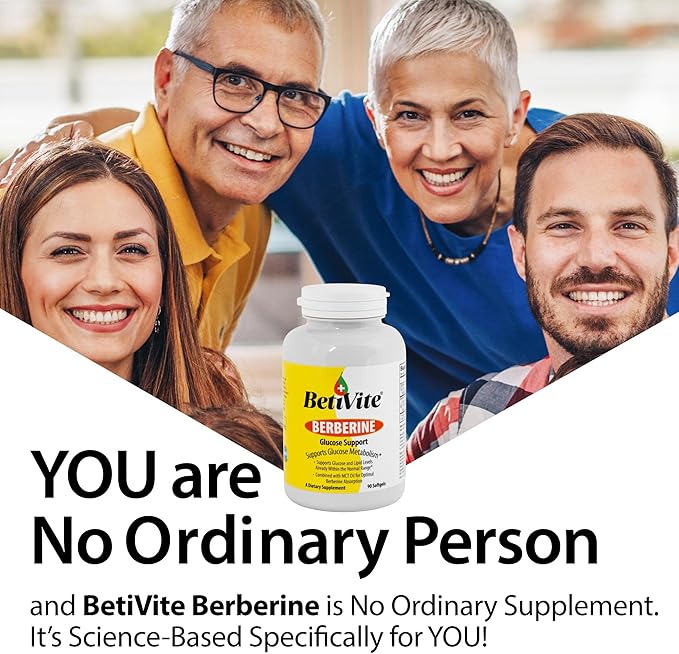 BetiVite Berberine Supplements, Berberine Glucose Support, Combined with MCT Oil for Optimal Berberine Absorption, 90 Soft gels