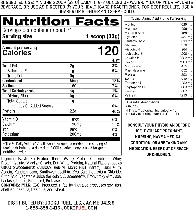 Jocko Mölk Whey Protein Powder 22g Sugar Free Monk Fruit Blend - Muscle Recovery & Growth, Packaging May Vary (31 Servings, Strawberry Milkshake)