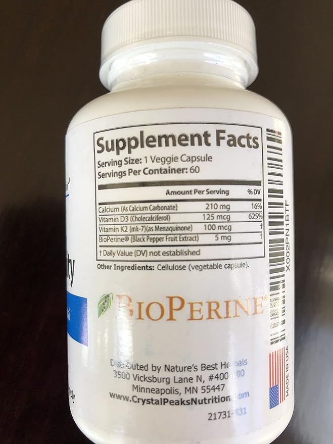 Ultra Premium Bone Formula - Calcium Carbonate w/Vitamin K2 & D3 - Calcium Supplements for Bones - Promotes Bone Strength so You can Stay Active - 60 Capsules, 60-Day Supply