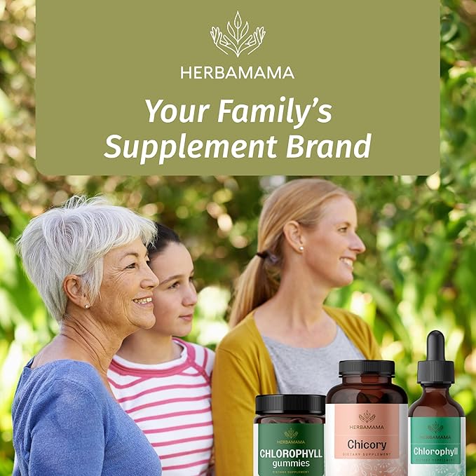 HERBAMAMA Chicory Inulin Capsules - 1200 mg Chicory Root for Digestive Health - Inulin Prebiotic Fiber Gut Cleanse Supplement - Vegan, Non-GMO - 250 Caps