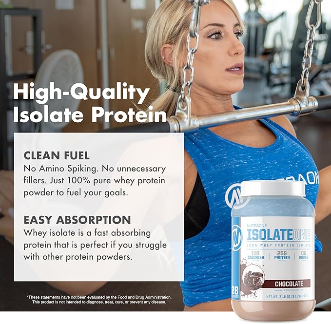 NutraOne IsolateOne Whey Isolate Protein Powder 100% Pure Whey Isolate Powder (Gourmet Chocolate - 2 lbs)