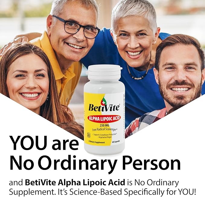 BetiVite Alpha Lipoic Acid Supplements, Alpha Lipoic Acid 250 mg, 60 Vegetarian Capsules