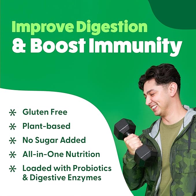 Organic Superfood Greens Powder - Cocoa Chocolate | Super Greens Fruit & Vegetable Supplement | Over 20 Greens, Fruits & Veggies, Fiber, Probiotics & Digestive Enzymes | 30 Servings
