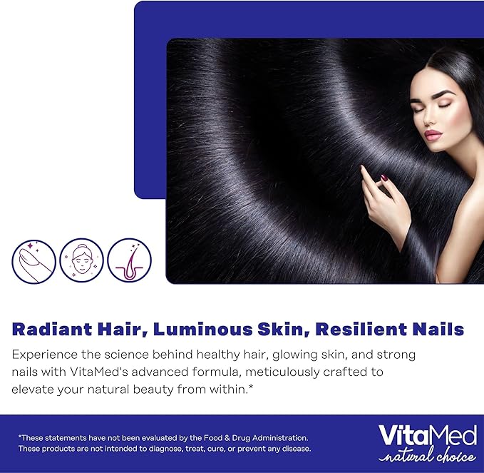 Hair Skin and Nails Vitamins - Collagen Pills for Hair Growth, Biotin 5000mcg to Strengthen Nails and Glowing Skin, Hyaluronic Acid, Vitamin C, E, B6, Keratin Hair Treatment (60)