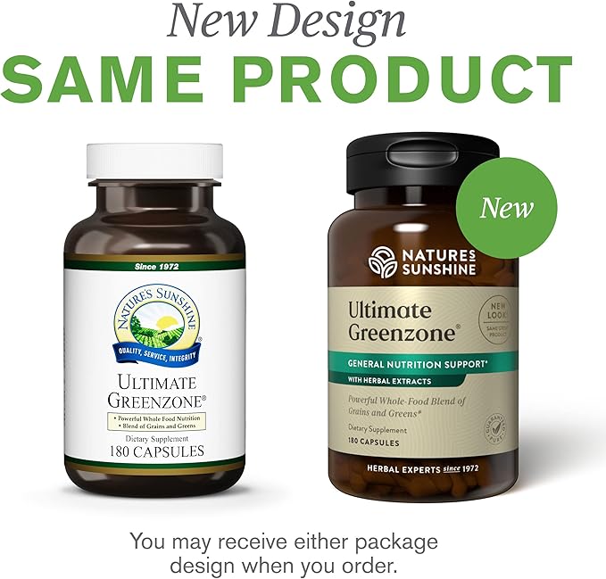 Nature's Sunshine Ultimate Greenzone, 180 Capsules | Supports Immunity, Helps Maintain a Balanced PH Level, and is Full of Nutritional Grains, Herbs, Fruits