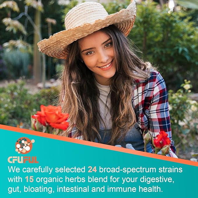 Probiotics for Women & Men - 300 Billion CFU & 24 Strains Probiotic with 15 Organic Herbs Prebiotics Blend, for Overall Digestive Health, Immune, Constipation, Gut & Bloating Health - 2 Month Supply