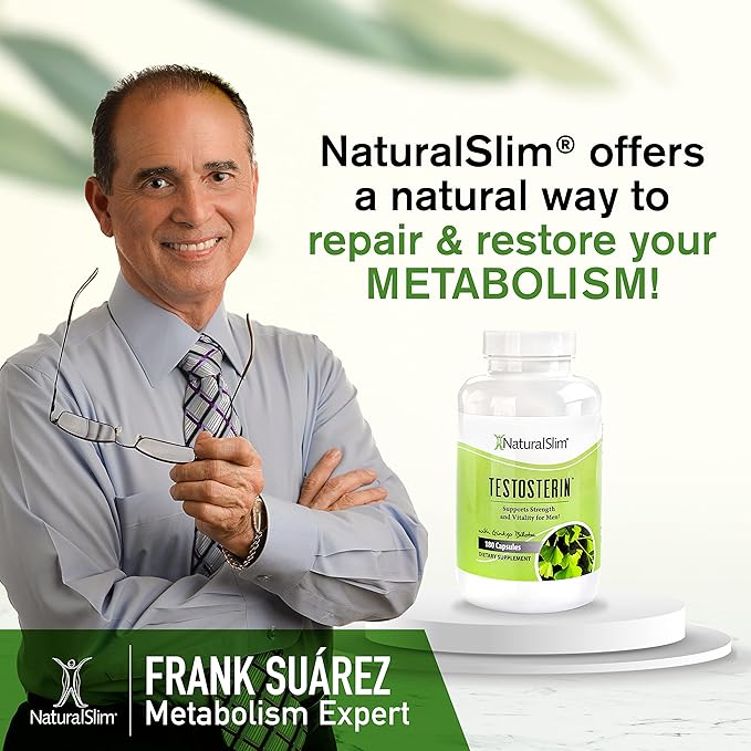 NaturalSlim Testosterin Mens Multivitamins Testosterone Booster - Testosterone Supplement with Vitamin B3, Zinc, Proprietary Blend & Testofen for Muscle Support, Stamina & Metabolism - 180 Capsules