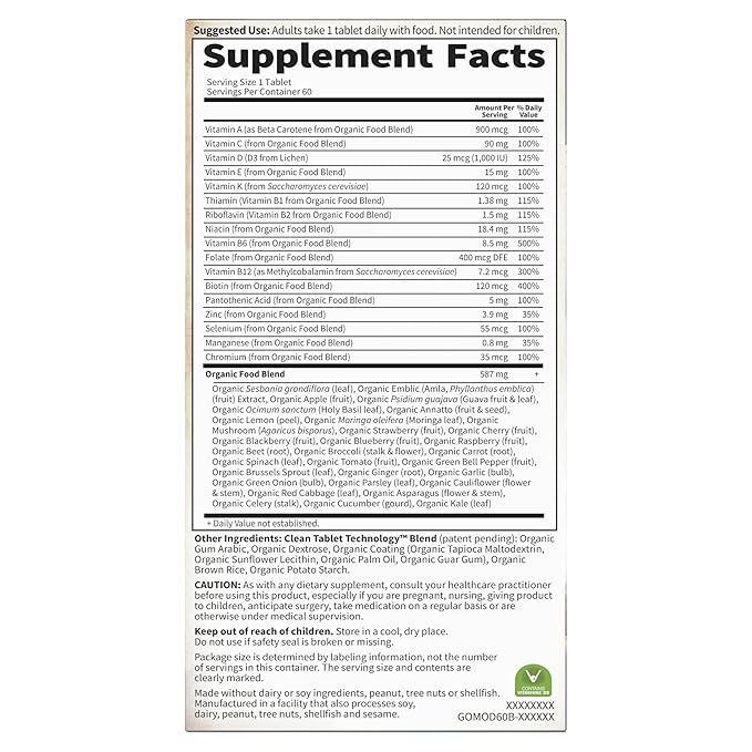 Garden of Life Organics Men's Once Daily Whole Food Multivitamin - 60 Tablets, Vegan Mens Multi for Health & Well-Being, Organic Mens Vitamins & Minerals, Vitamin C, Zinc