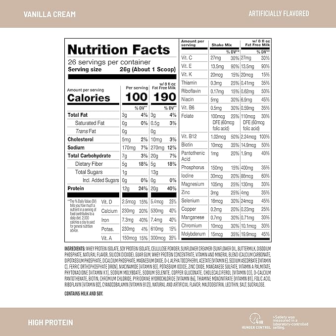 SlimFast High Protein Vanilla Bundle- 12 Count of Vanilla High Protein Meal Replacement Shakes (20g Protein) with 26 Servings of Vanilla High Protein Powder Mix (20g Protein)