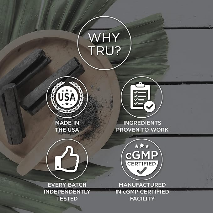 TRU Detox, Activated Charcoal, Vegan Friendly, Whole Body Natural Detox, Eliminates Bloating, Improve Skin Health, 60 Servings