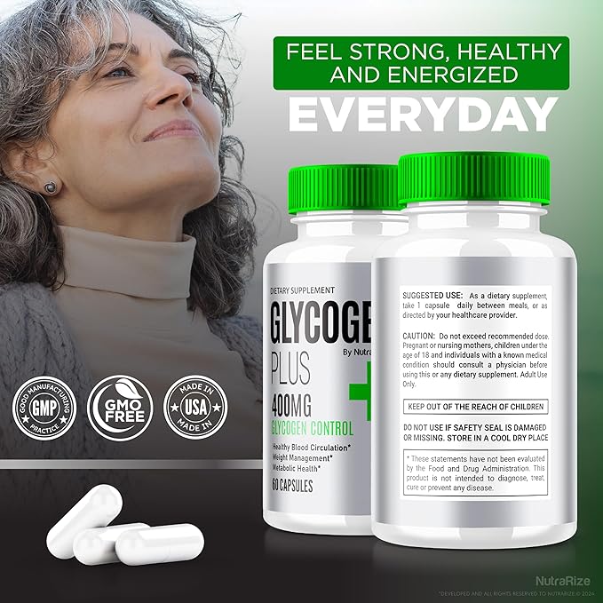 Glycogen Plus Capsules, Blood Support Supplement, All Natural Health Pills, Premium Formula for Overall Wellness, Official Glycogen + Reviews (60 Capsules)