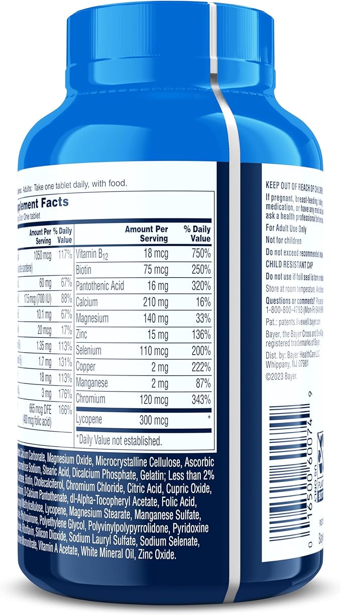 One A Day Men’s Multivitamin Daily Essentials, Multivitamin for Men Tablet, Supports Healthy Muscle Function, Physical Energy, and Immune Health with Vitamin B12, Vitamin C, and Zinc, 150 Count
