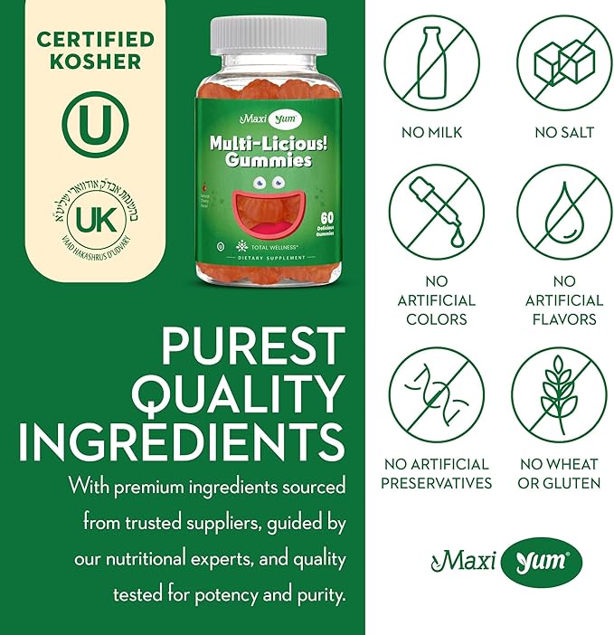 Maxi Health Multivitamin Gummies Vitamins for Adults & Kids - Cherry Flavored Gummy Multivitamins - 60 Vitamin Gummies for Women and Men - Daily Multi Vitamin Womens & Mens Multivitamins Gummies