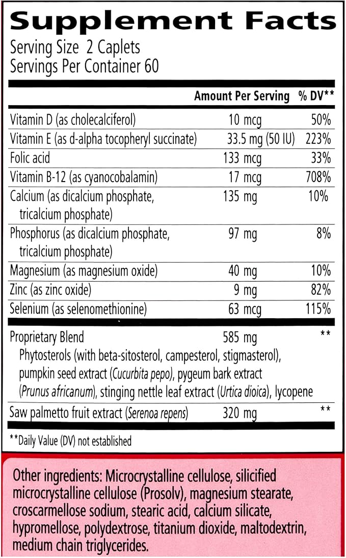 Urinozinc Prostate Plus, Saw Palmetto & Beta Sitosterol Supplement for Men, Reduce Frequent Urination (2 Month Supply, 120 Count)