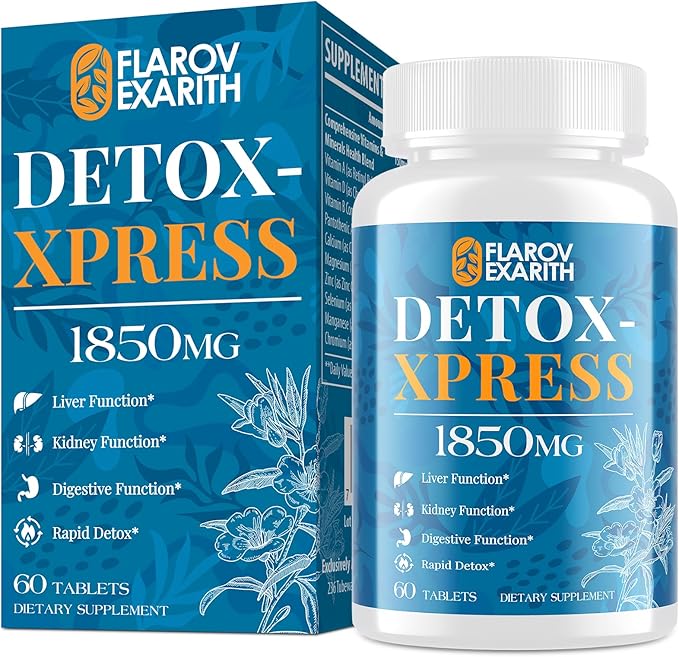 Liver Kidney Cleanse Detox & Repair, Milk Thistle Supplement, Natural Herbal Formula,Body Detox for Women & Men, Toxin Flush Max Absorption Liver Cleanser,Digestion Balance & Mood,60 Chewable Tablets