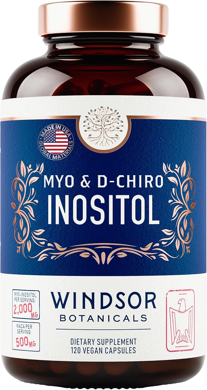 Myo-Inositol & D-Chiro Inositol Supplement - Optimal 40:1 Ratio Balanced Inositol Supplements - Womens Healthy Ovarian Support and Fertility Multivitamin - 120 Vegan Capsules, 30-Day Supply
