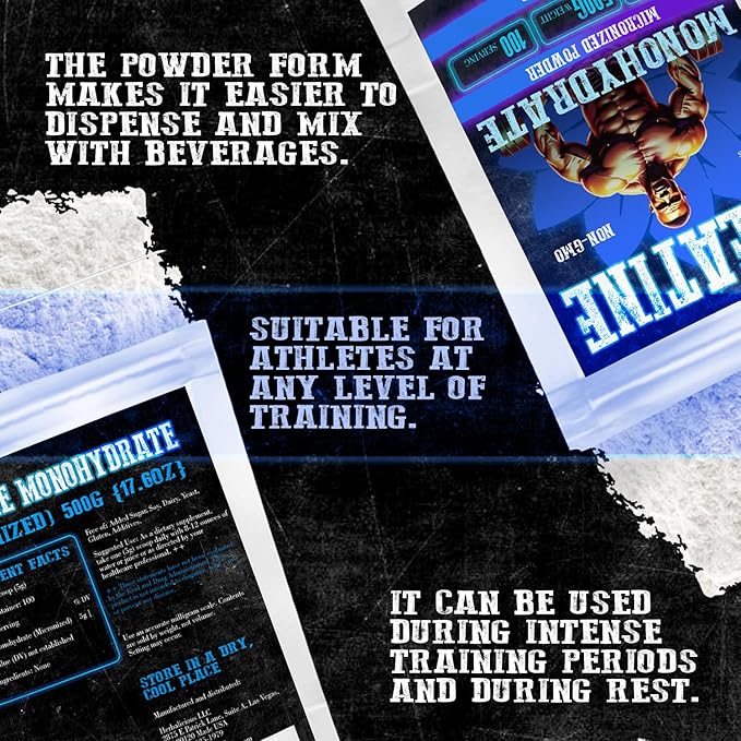 Creatine Monohydrate Micronized Powder – 5g per Serving for Muscle Growth, Strength, and Power – Unflavored, Non-GMO Formula – 100 Serving, 500g