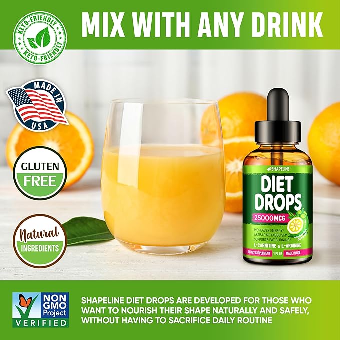 Diet Drops - Appetite Suppressant for Women & Men - Made in The USA - Natural Metabolism Booster - Diet Drops with Garcinia Cambogia 1 Fl Oz