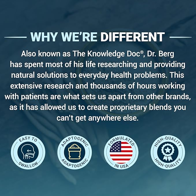 Dr. Berg Adrenal & Cortisol Supplement New Formula - Adrenal Supplement & Cortisol Manager for Mood, Focus and Stress Support - Adrenal Supplements with Ashwagandha Extracts - 60 Capsules 3 Pack