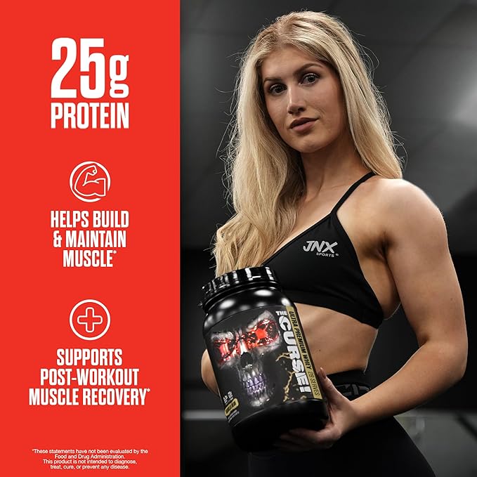 JNX SPORTS The Curse! Ultra Premium Whey Protein Powder Vanilla Bean 2lb | 25g Protein Per Serve, Primary Source Whey Isolate