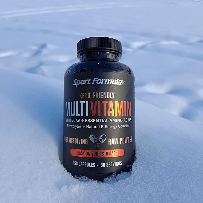 Sport Formula Daily Keto Superfood Multivitamin BCAA Amino Acid Powder Capsules for Men and Women. Won't Upset Your Stomach: Natural Vitamin B Energy Complex: Anti Aging Immune System Support