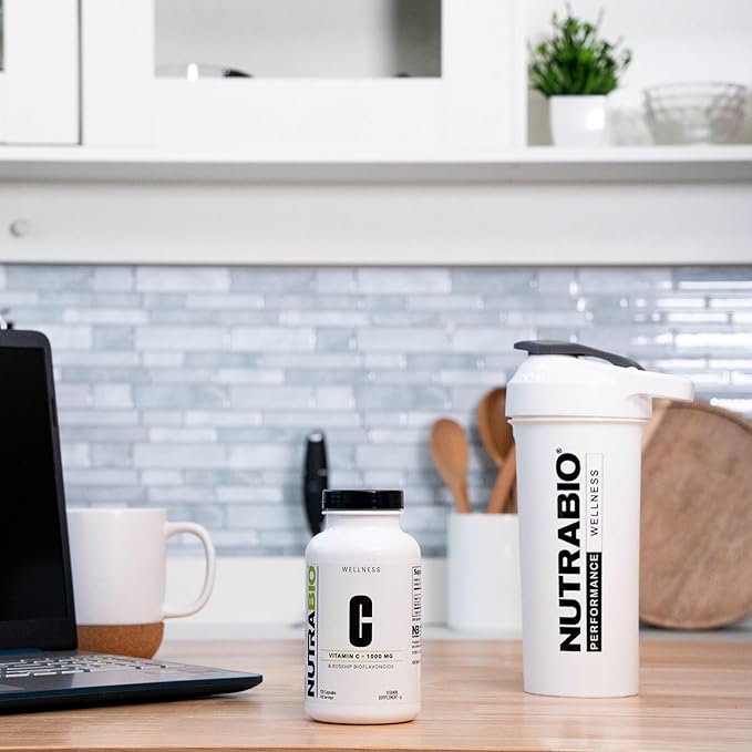 NutraBio Vitamin C with Rose HIPS - Supports Healthy Bones, Teeth and Gums, Immune Function - No Fillers or Excipients - (120 Capsules, 1000mg of Vitamin C per Capsule)