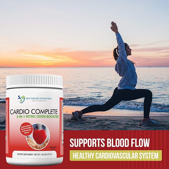 Cardio Complete - Heart Health Support Powder Supplement - 3-in-1 Nitric Oxide Booster with 5,000 L-Arginine, 1,000mg L-Citrulline, and Hawthorn Berry