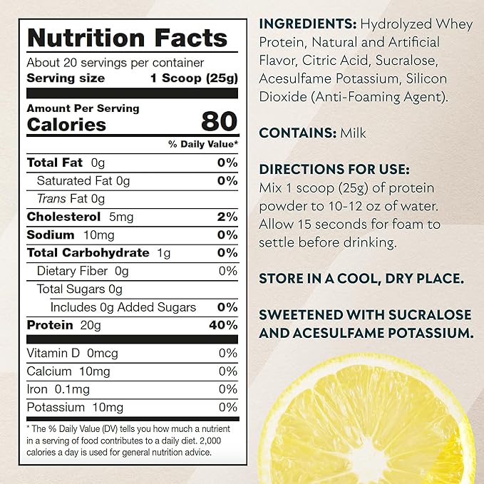 Myprotein Clear Whey Isolate Protein Powder, 1.1 Lb (20 Servings) Lemonade, 20g Protein per Serving, Naturally Flavored Drink Mix