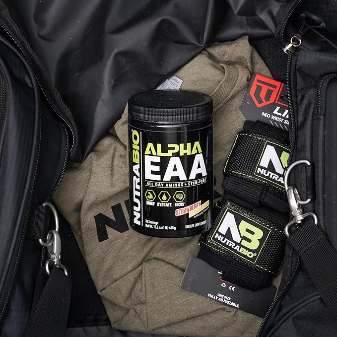 NutraBio Alpha EAA - All-Day Perfect Amino Acids for Muscle Growth - Essential Amino Acids - Full Spectrum EAA BCAA Powder- Amino Acid Supplement - 30 Servings - Strawberry Lemon