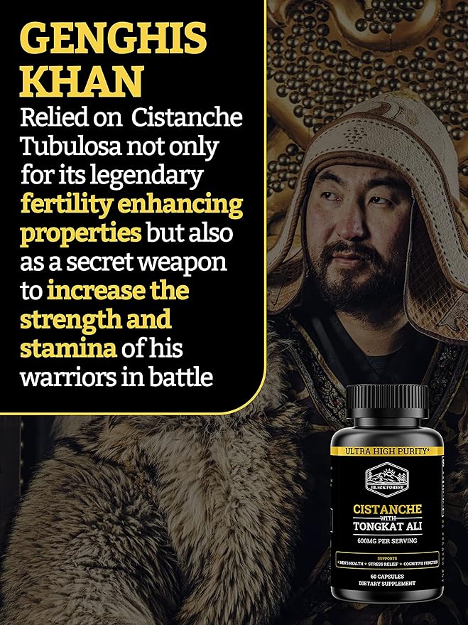 Cistanche Tubulosa 200mg & Tongkat Ali 400mg (Max Purity) 2 Month Supply (50% Echinacoside + 10% Acetoside with Tongkat Ali for Men 200:1 (Longjack) Eurycoma Longifolia) similar to Fadogia Agrestis