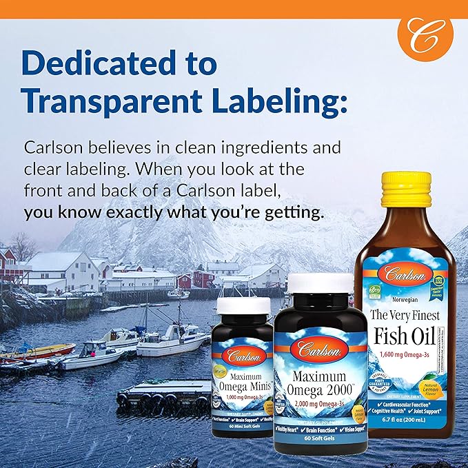 Carlson - Cod Liver Oil, Omega-3s EPA & DHA, Heart, Brain, Vision & Joint Health, Norwegian, Fruit Splash, 250 ml