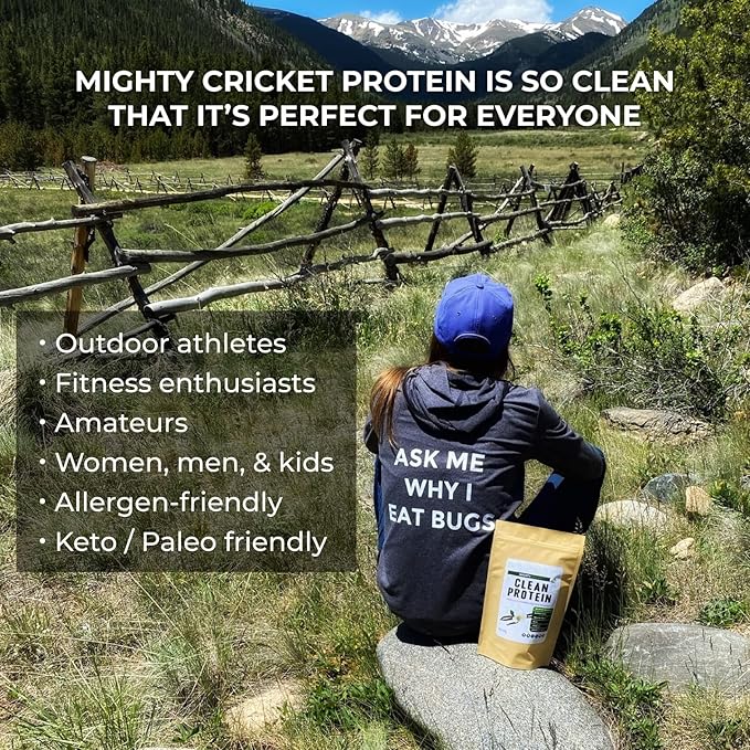 Mighty Cricket Protein Powder. 20g Clean Prebiotic Cricket Protein. No Sugar, Low Carbs, Gluten & Dairy Free. Keto & Paleo, 100% Natural Ingredients. Vanilla, 1 lb (Pack of 1)