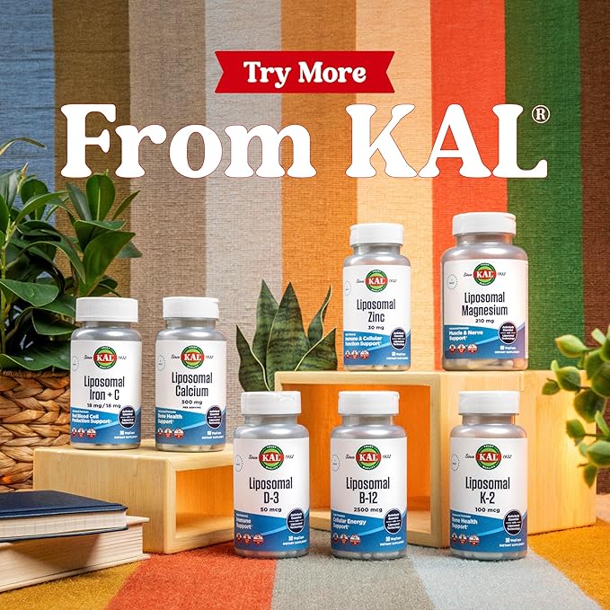 KAL Liposomal Multivitamin - High Potency Liposomal Vitamin C, D-3, and More - Men and Women Multivitamin for Cardiovascular and Nervous System Support - 30 Servings, 60 VegCaps