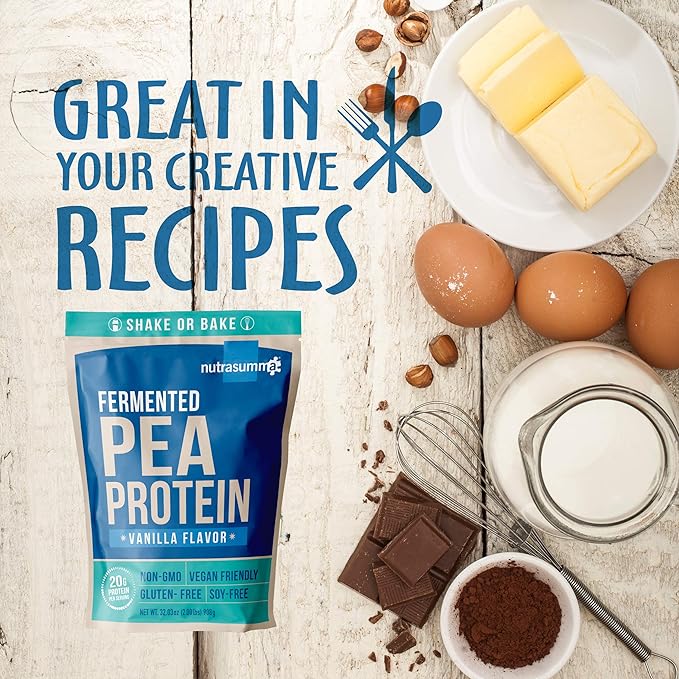 Pea Protein Powder, Vanilla Vegan Protein Powder, 100% Plant Based Protein Powder, No Artificial Sweeteners, Non-GMO, Gluten Free & Soy Free, 2 LB Protein Powder No Bloating