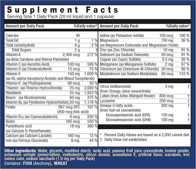 Orthomol Vital F Vial, Women's Multivitamin, 30-Day Supply, Vitamins A, B, C, D, E, K, Calcium, Iodine, Omega-3…