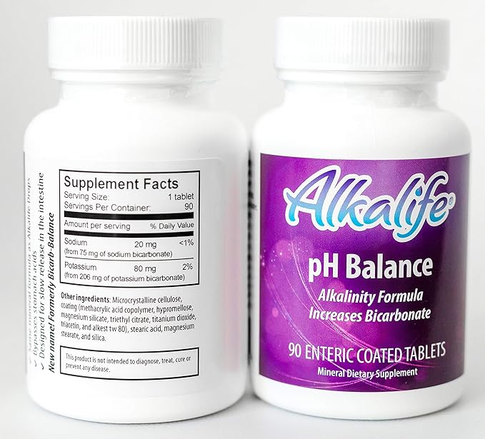 Alkalife pH Balance Pills | The First Patented Alkaline Sodium & Potassium Bicarbonate Supplement | Neutralize Acid, Balance pH, Immune Support, Peak Performance, Detox – 90 Tablets