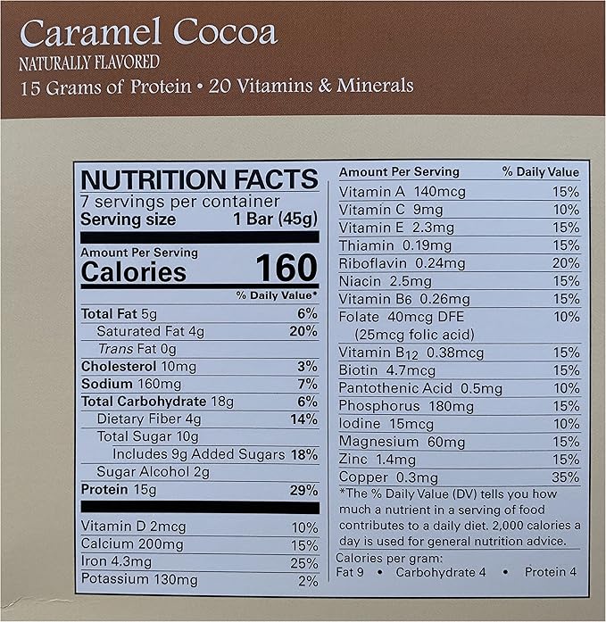Caramel Cococa Bar - New Journey Weight Loss & Wellness - High Protein Meal Replacement Nutrition Bar (7 bars/box)