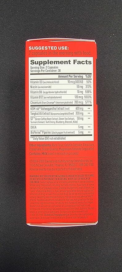 Mdrive Prime - Testosterone Support for Men, Max Energy, Stress Relief and Lean Muscle, KSM-66 Ashwagandha, S7 Nitric Oxide Booster, Bioperine and DHEA, 60 Capsules