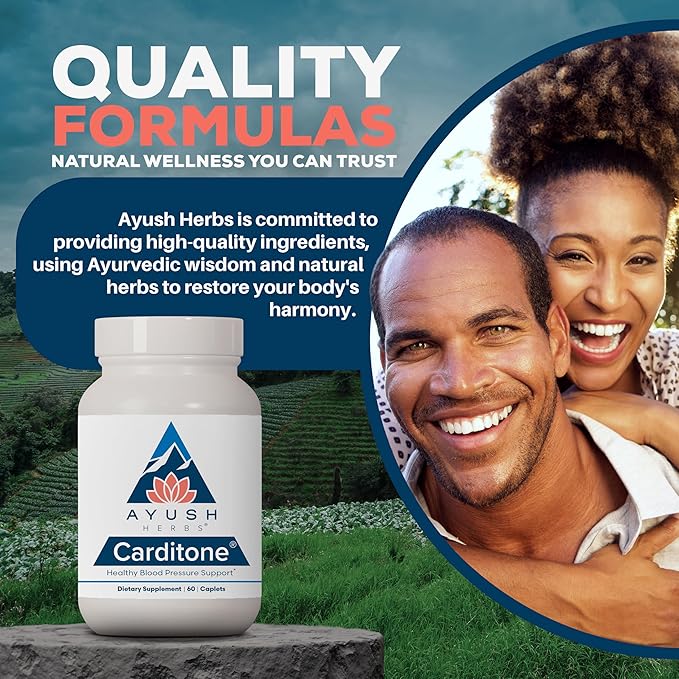 Ayush Herbs Carditone - Natural Heart Health Supplement for Women & Men, BP Formula, Holistic Heart Support with Rauwolfia, Arjuna, Calcium, and Magnesium - 60 Vegetarian Caplets (1 Count)