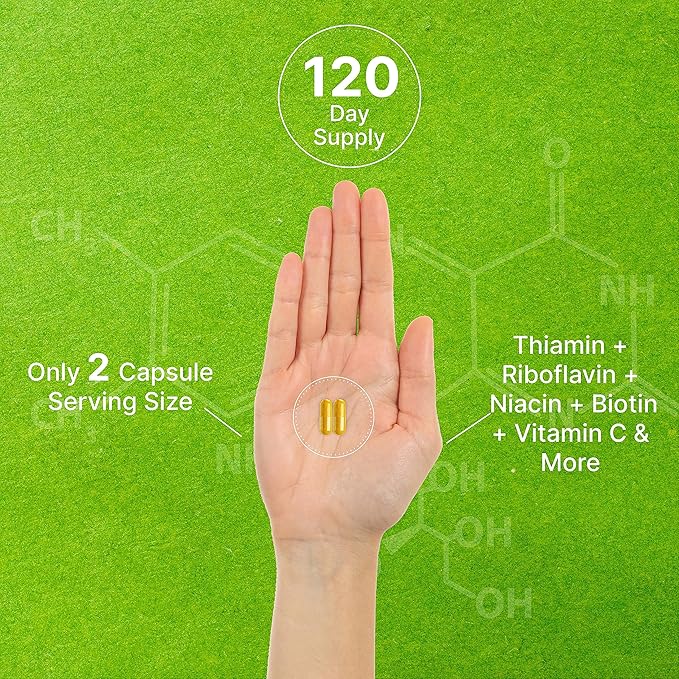 Bioactive Vitamin B Complex, 240 Veggie Capsules - Methylated Multivitamin B Complex & Esterified Vitamin C – High Potency & Easy Absorption – Immune, Energy, & Metabolism Supplement – Non-GMO