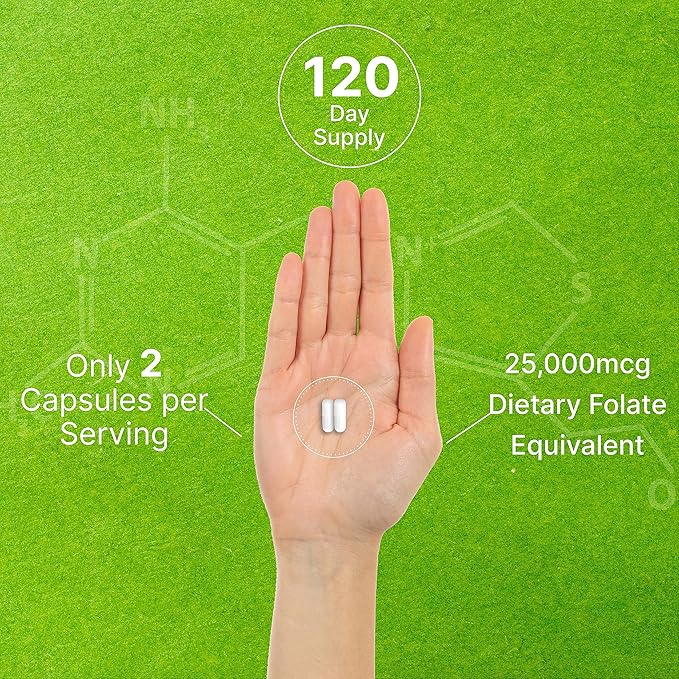 DEAL SUPPLEMENT L Methylfolate 15mg Per Serving, 240 Veggie Capsules – Active Folic Acid Form (5-MTHF), Bioavailable Methylated Folate – Prenatal, Energy, & Brain Support Supplement – Non-GMO