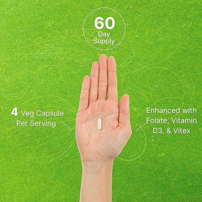 Myo-Inositol & D-Chiro Inositol Supplement (40:1) 2,050mg Per Serving, 240 Veggie Capsules – with Folate, Vitamin D3, & Vitex Complex – Women Health Supplements – Non-GMO